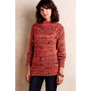 Anthropologie MOTH Marled Mockneck Pullover Raglan Alpaca Silk Wool